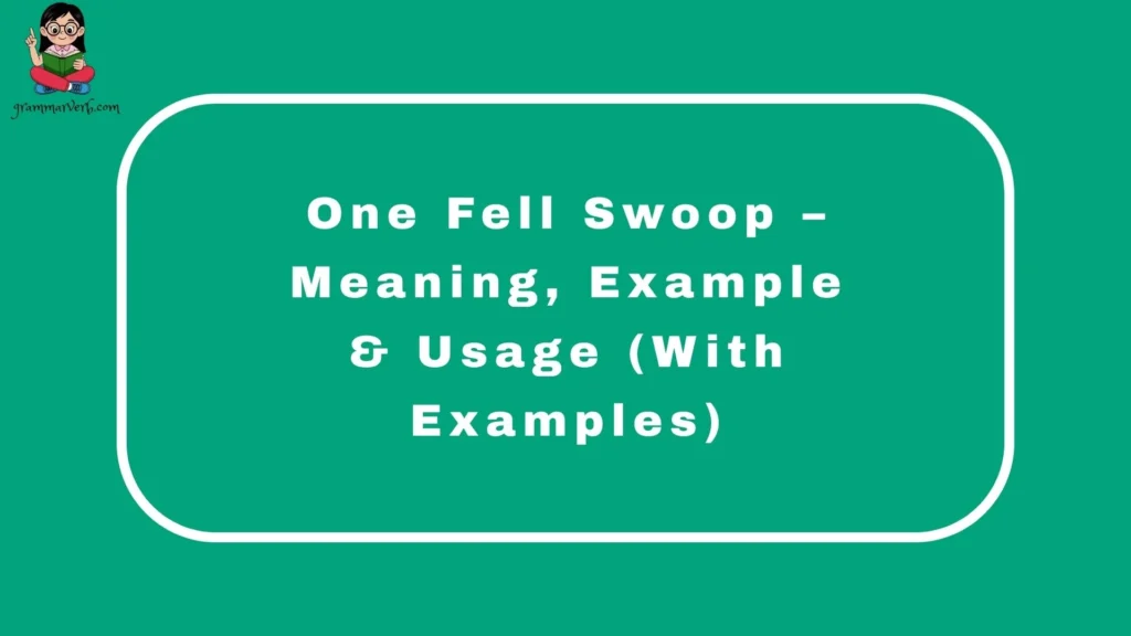 One Fell Swoop – Meaning, Example & Usage (With Examples)