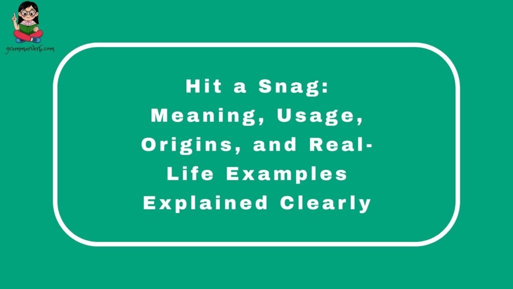 Hit a Snag: Meaning, Usage, Origins, and Real-Life Examples Explained Clearly