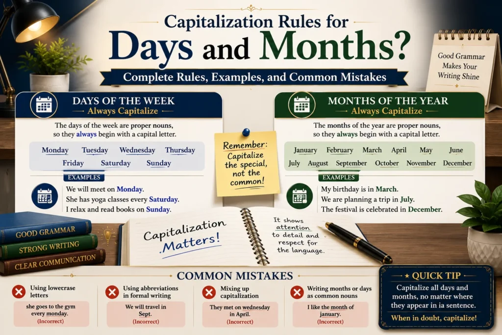 Capitalization Rules for Days and Months? Complete Rules, Examples, and Common Mistakes